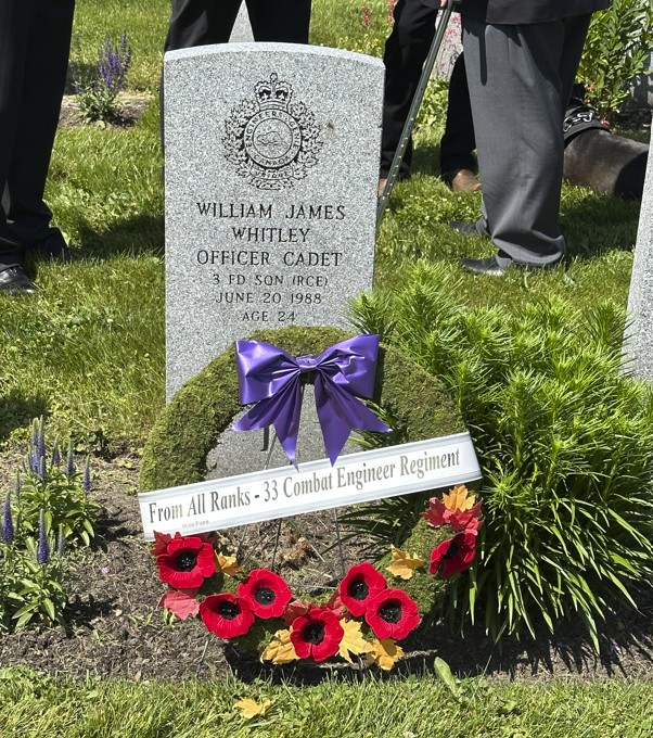 From All Ranks – 33 Combat Engineer Regiment” was laid at OCdt Whitley’s final resting place in Section 27