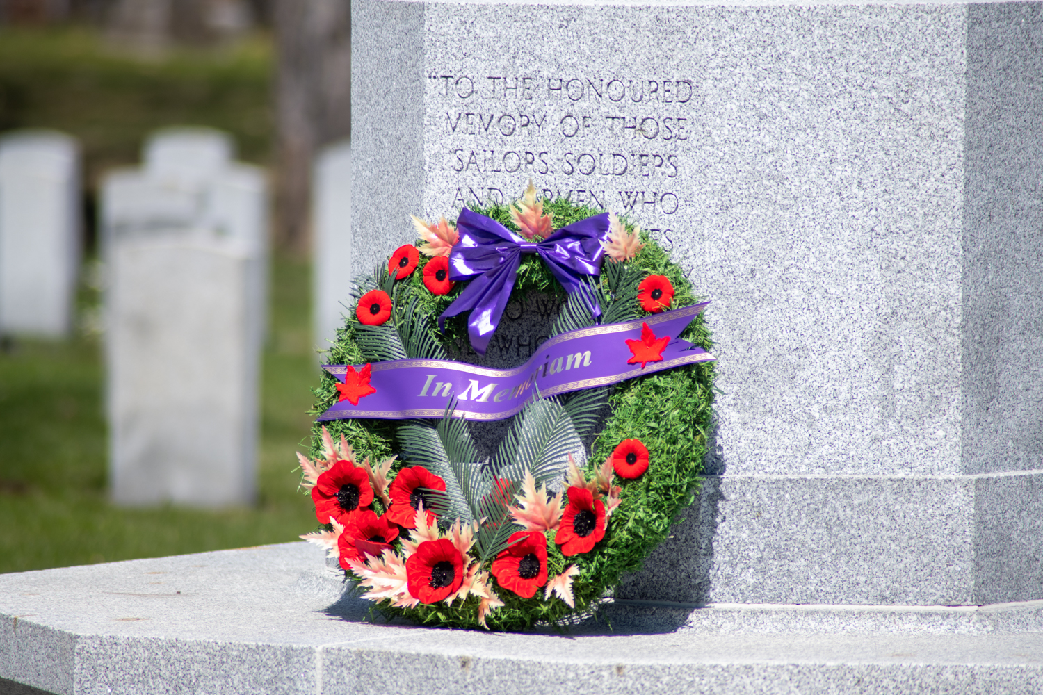 Wreath placed at the cross of sacrifice