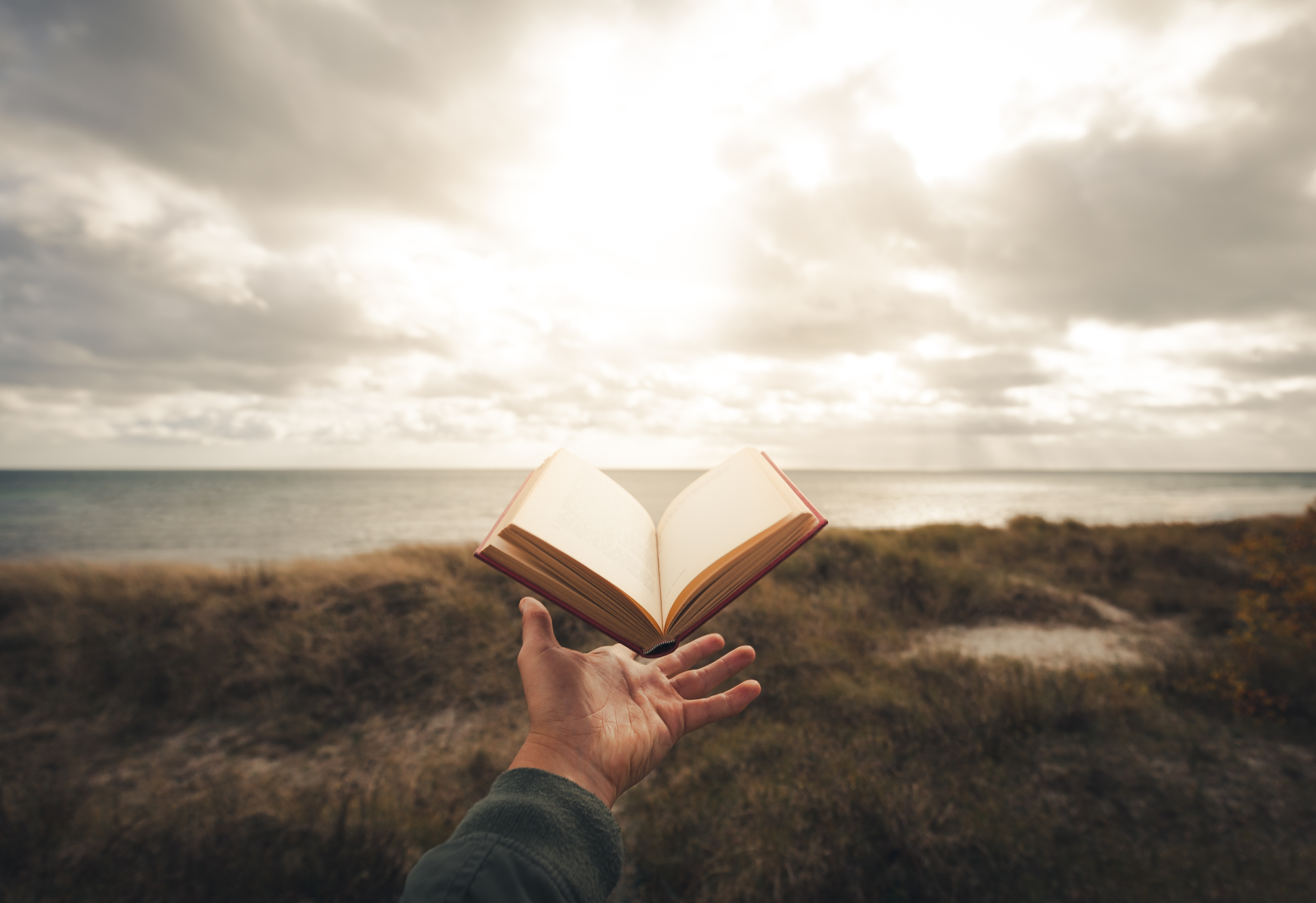 A picture of a levitating book above a hand. Picture taken by litteraly throwing the book in the air, the real magic was a fast shutter.