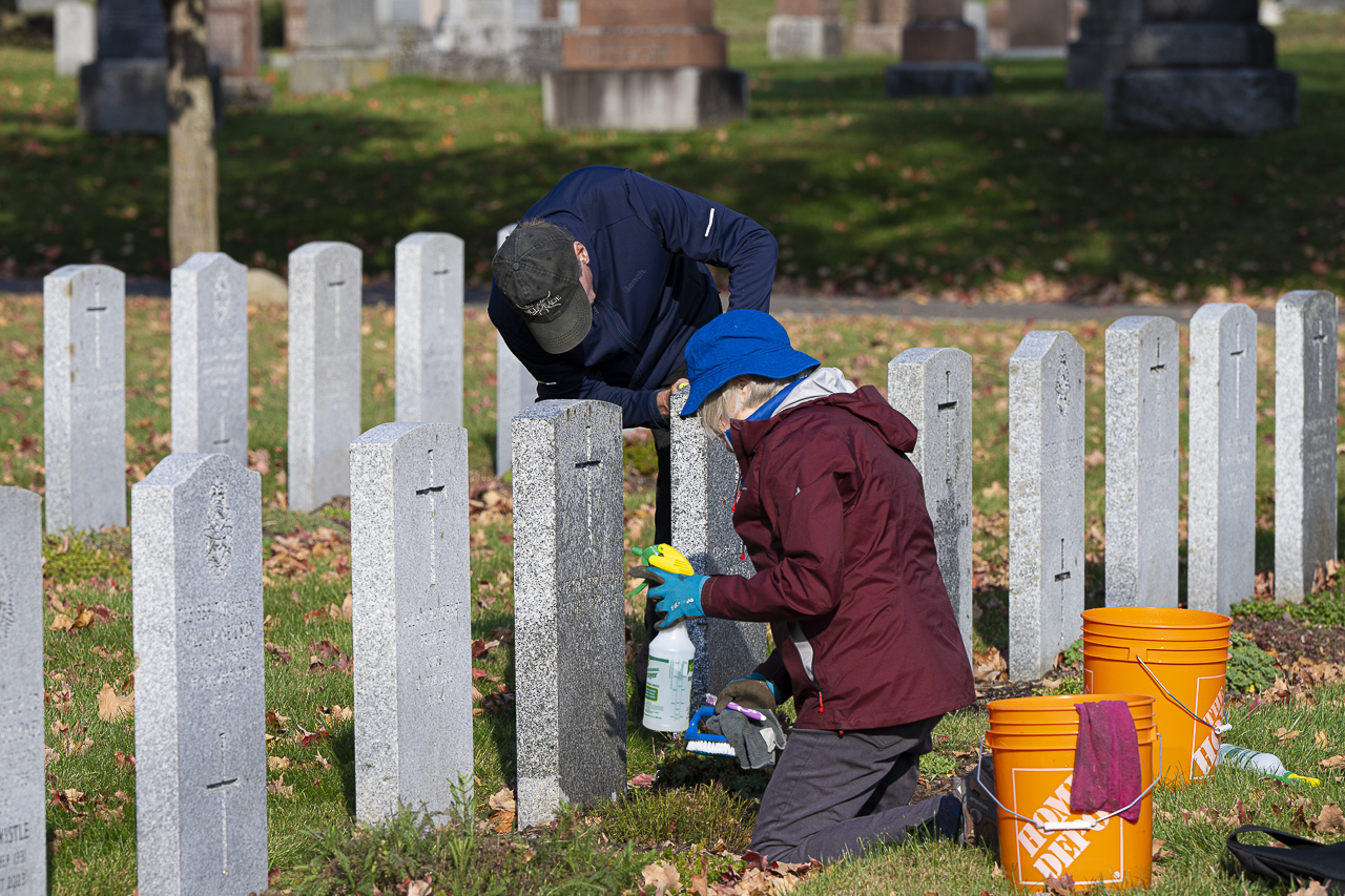 Cleaning headstones 2 - Richard Lawrence Photography