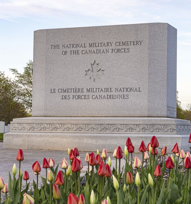 NMC Monument with tulip red and white