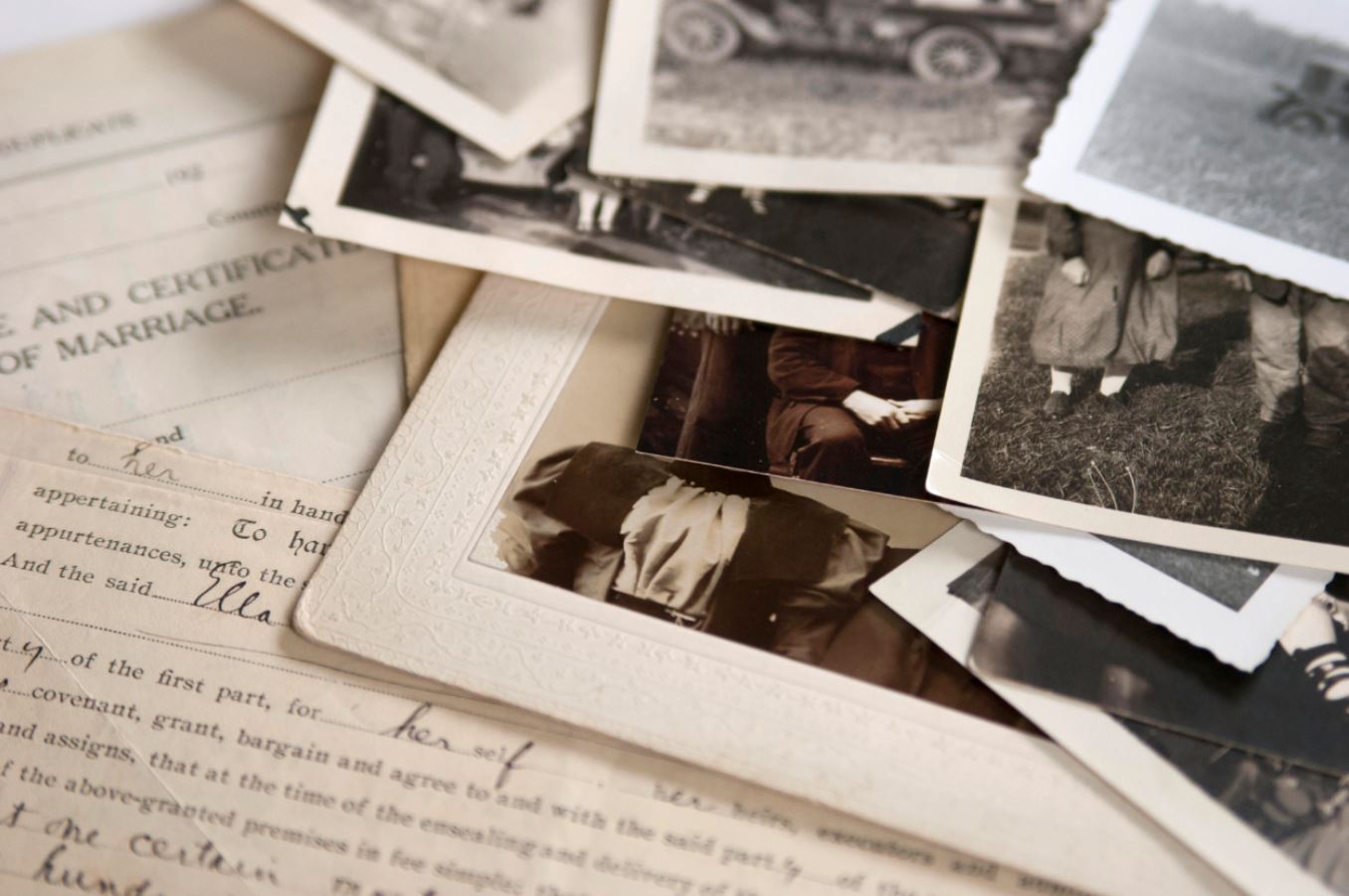 Old photos and hand written text