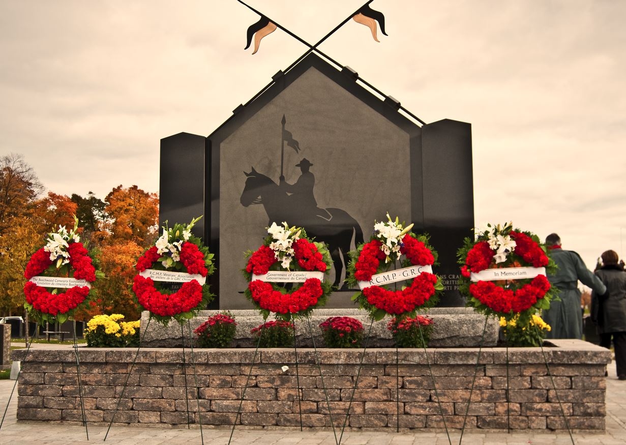Wreaths at the rcmp main monument