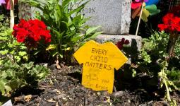 Every Child Matters, yellow shirt at Bryce's monument