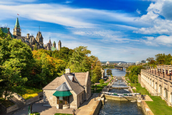 Rideau Canal Locks and parliament Ottawa